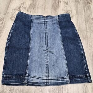Free People Two-Tone Denim Mini Skirt